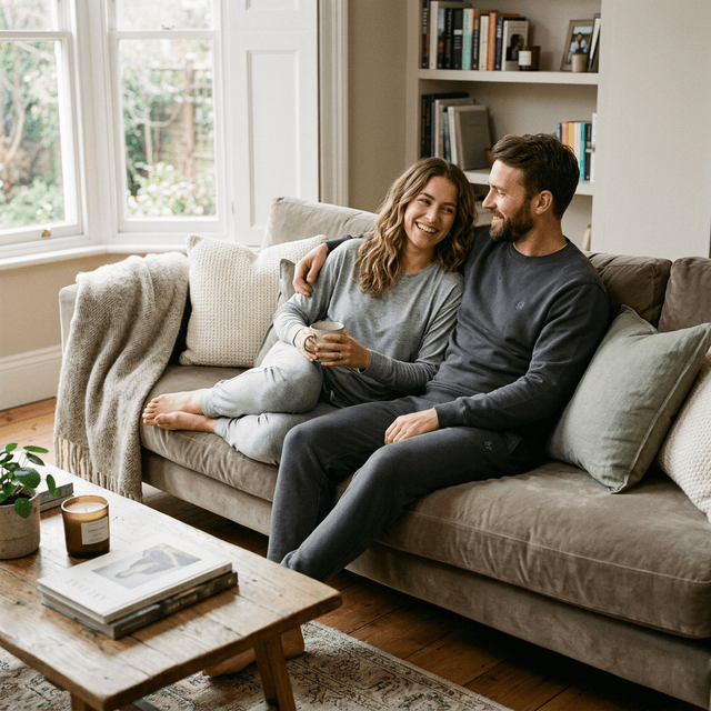 Couple wearing comfortable loungewear